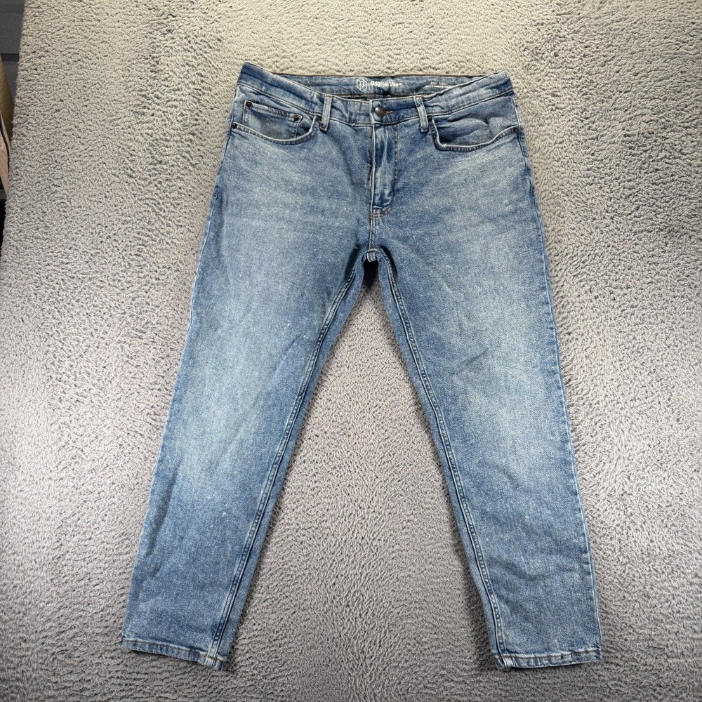 Original Use Jeans Men's 36x30 Blue Cotton Denim Tapered Leg Slim Faded Workwear